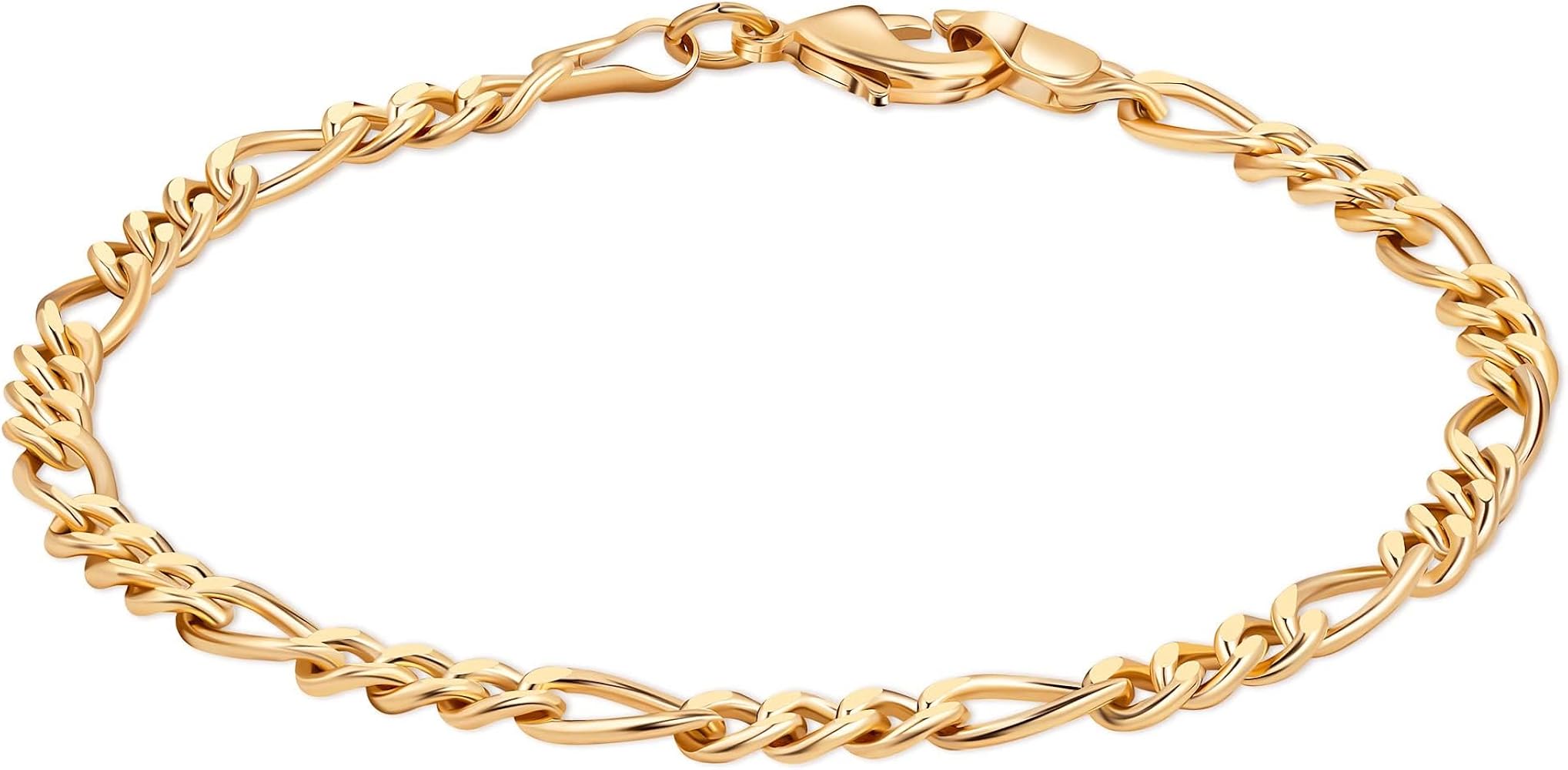 Amazon.com: Barzel 18K Gold Plated Figaro Bracelet - Made In